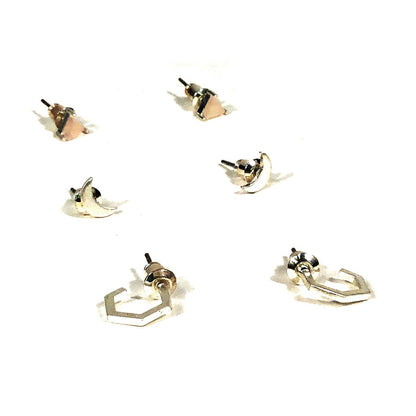 Ella Stud Earring Trio, Silver