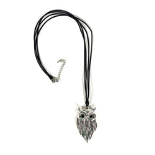 Load image into Gallery viewer, Owl with Glasses on Cord Necklace, Silver
