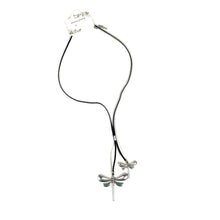 Load image into Gallery viewer, Double Dragonfly on Cord Necklace, Silver
