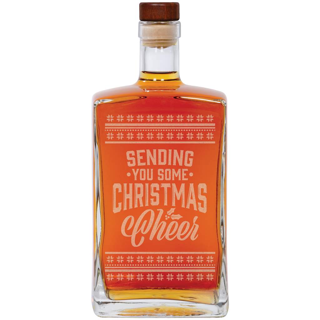 Glass Decanter, Christmas Cheer, 25oz