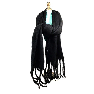 Ladies Scarf, Heidi Soft Fringed, Black