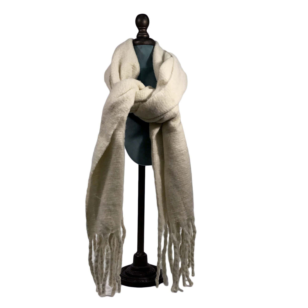 Ladies Scarf, Heidi Soft Fringed, Cream