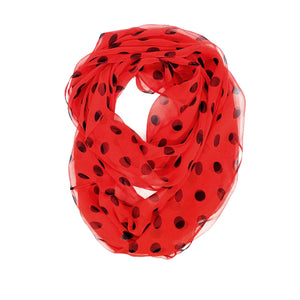 Chloe Ladies Fashion Infinity Scarf, Red/Dot