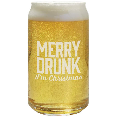 Beer Can Glass, Merry Drunk, 15oz