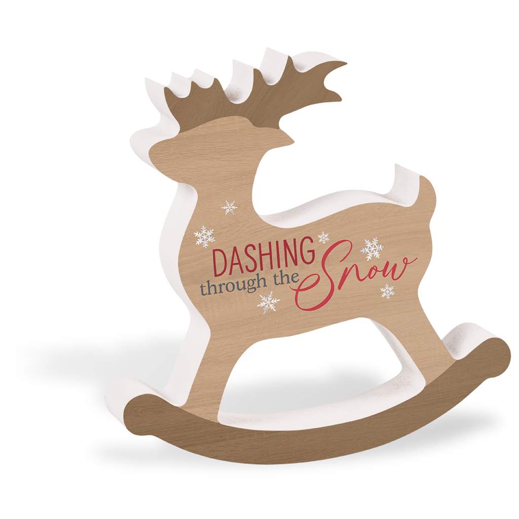 Dashing Through The Snow Wood Deer Shape Decor