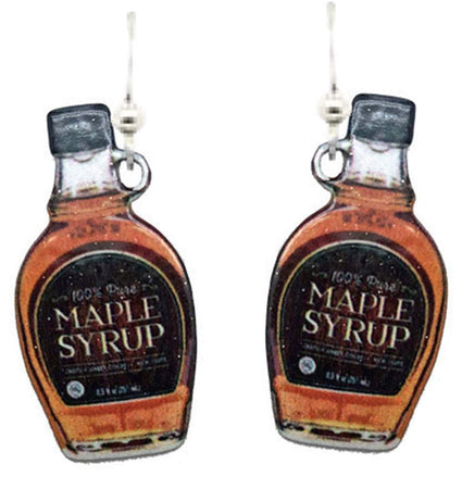 Earrings, Drop, Maple Syrup Bottles