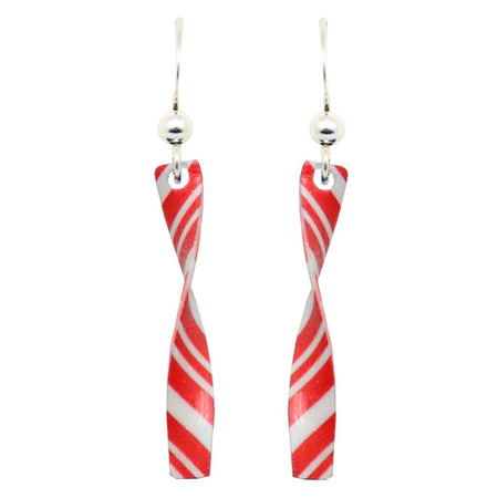 Earrings, Drop, Candy Cane Twist