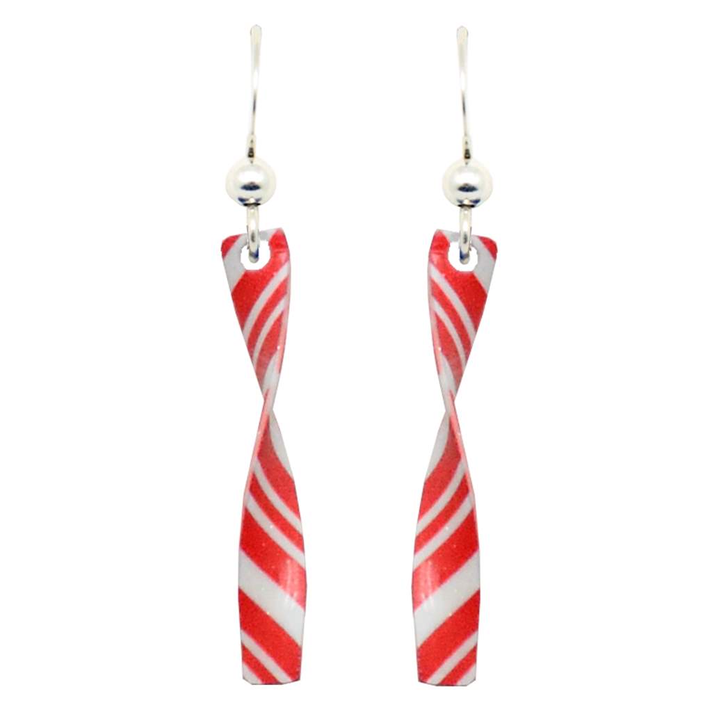 Earrings, Drop, Candy Cane Twist