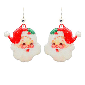 Earrings, Drop, Santa Faces