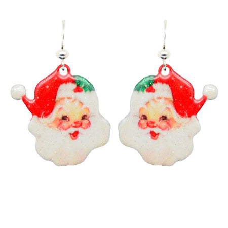 Earrings, Drop, Santa Faces