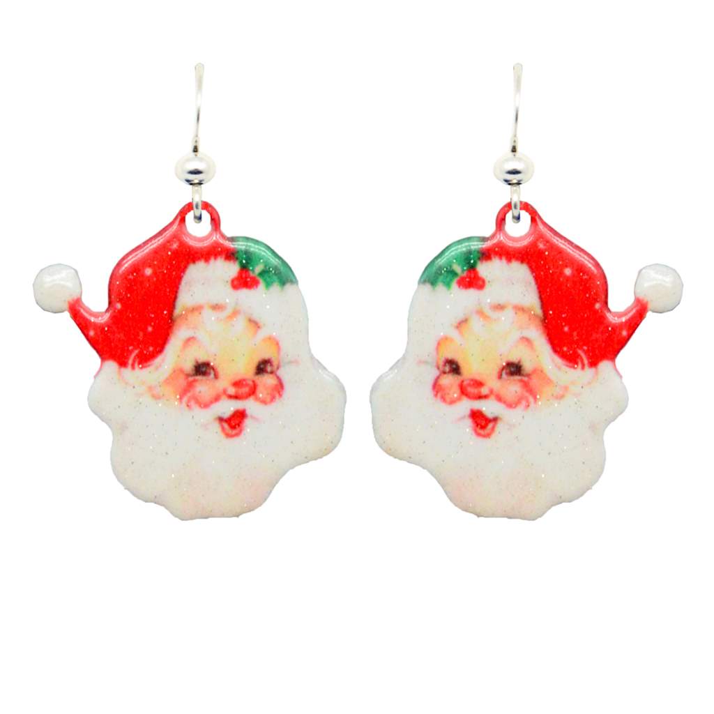 Earrings, Drop, Santa Faces