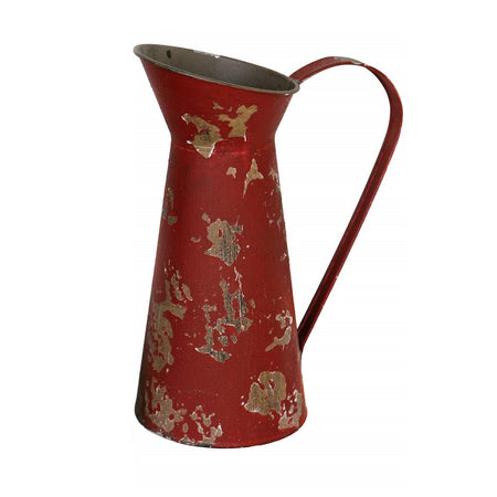 Tin Water Pitcher, Red, 12in
