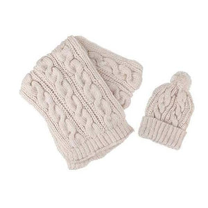 Cable Knit Scarf & Hat Set, 4 Asst. Colours