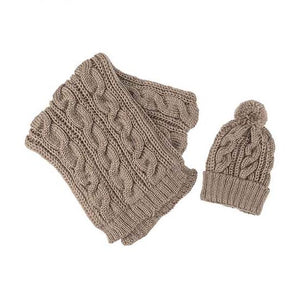 Cable Knit Scarf & Hat Set, 4 Asst. Colours