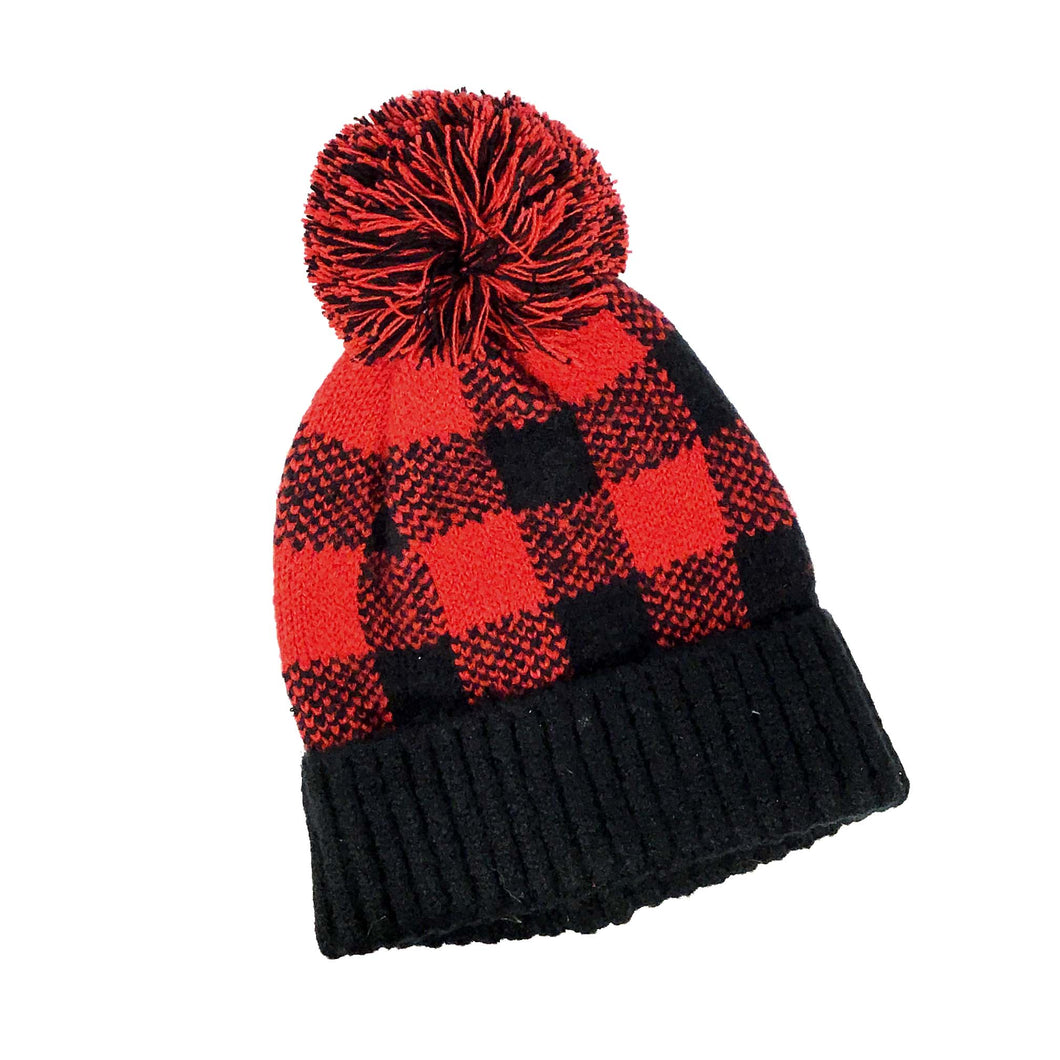 Buffalo Plaid Toque, 2 Asst Colours