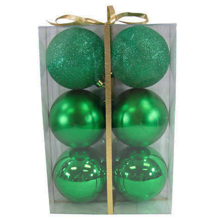 Ball Ornament, Green, 80mm Multipack 6pc