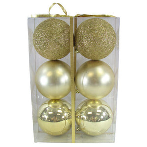 Ball Ornament, Gold, 100mm Multipack 6pc