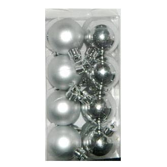 Ball Ornament, Silver, 35mm Multipack 16pc