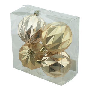 Ball Ornament, Gold, Diamond Cut Multipack 4pc