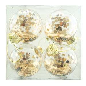 Ball Ornament, Gold Sequins, 80mm Multipack 4pc