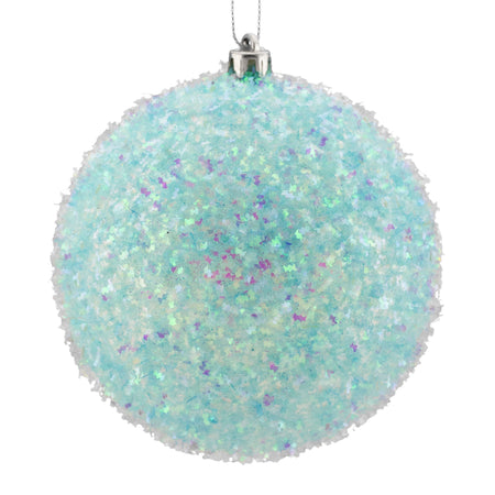 Ball Ornament, Ice Blue, Iridescent Glitter, 100mm
