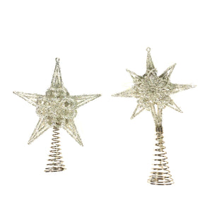 Silver Glitter Star Tree Topper, 2 Styles