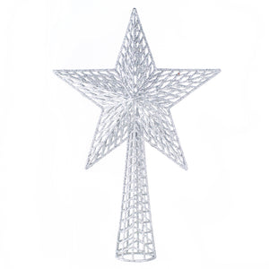 Silver Glitter Mesh Star Tree Topper, 14.5in