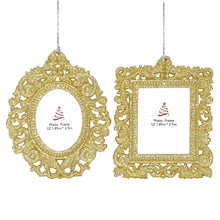 Load image into Gallery viewer, Gold Glitter Photo Frame Ornament, 4in, 2 Styles
