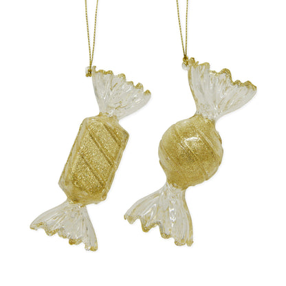 Gold Glitter Candy Ornament, 4in, 2 Styles