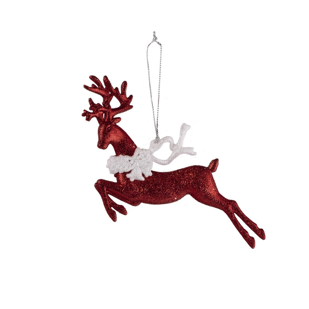 Red Glitter Reindeer Ornament, 5in, 2 Styles