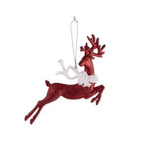 Red Glitter Reindeer Ornament, 5in, 2 Styles