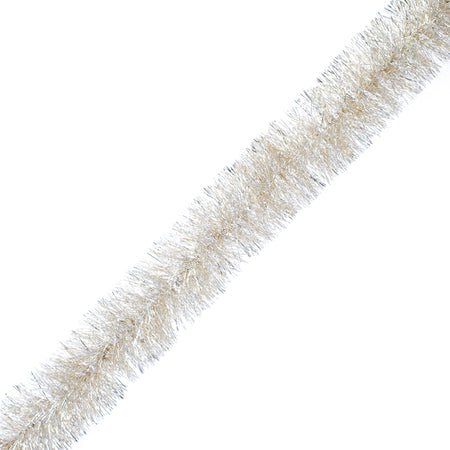 Tinsel Garland, Gold with Silver Tips, 9ft