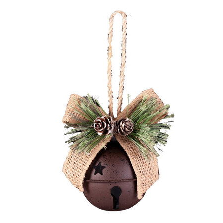 Antique Copper Jingle Bell Ornament with Bow, 60mm