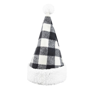 Black & White Buffalo Plaid Santa Hat, 15in