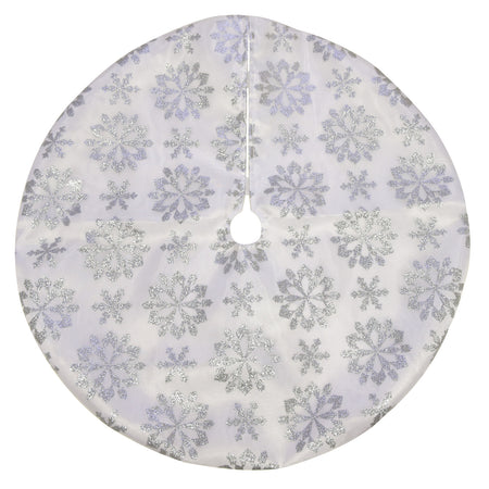 Silver Glitter Snowflakes Mini Tree Skirt, 20in