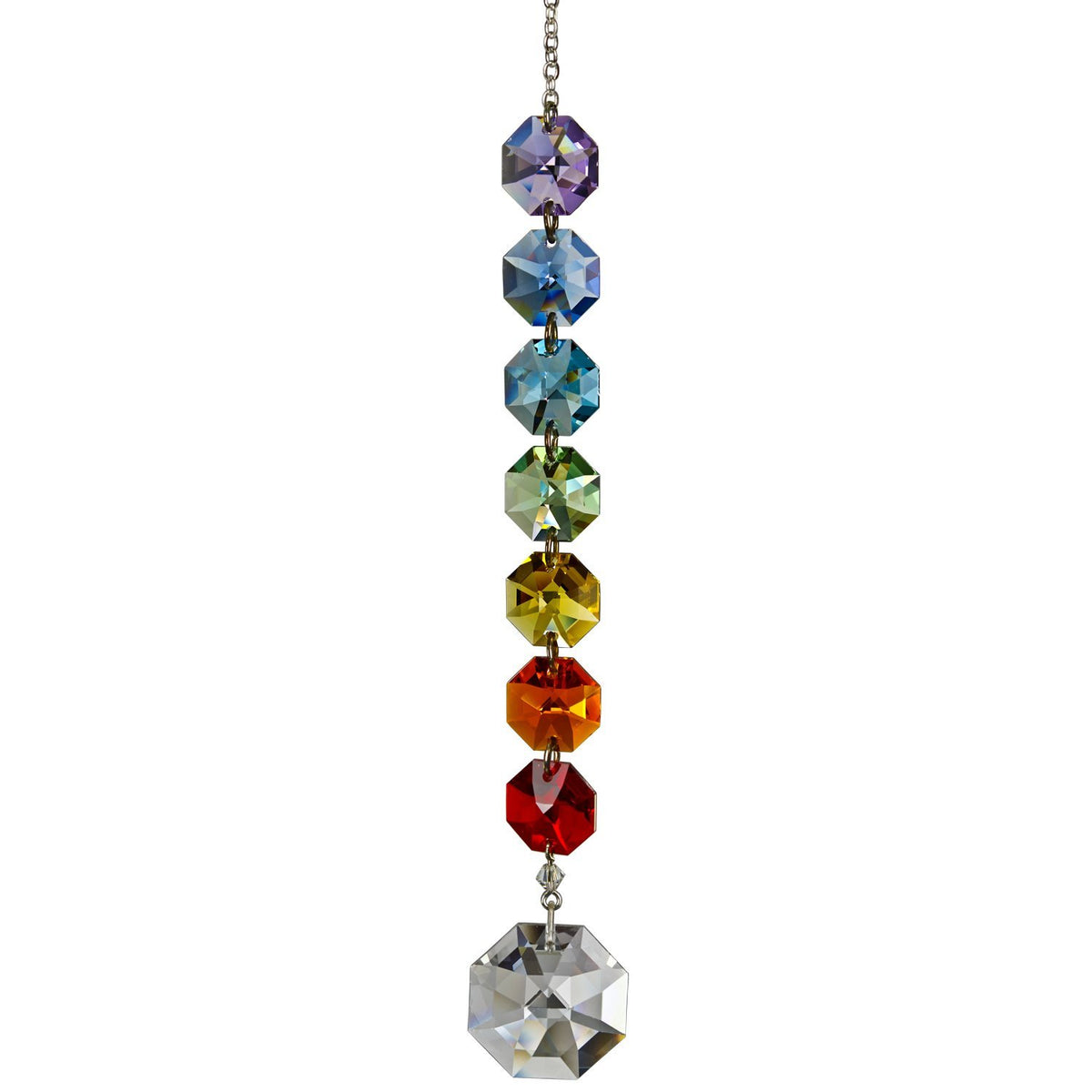 Crystal Chakra Cascade Suncatcher, Octagon 5.5in