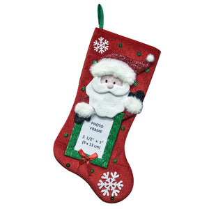 Red Velvet Stocking w/Santa & Photo Frame, 20.5in