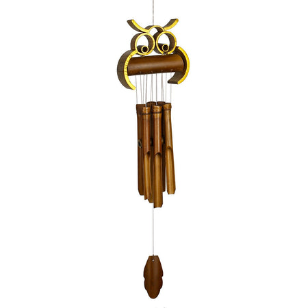 Hoot Owl Bamboo Wind Chime, 33in