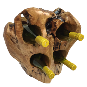 Wine Bottle Holder, Wood, Hand-Crafted, 4 Bottle