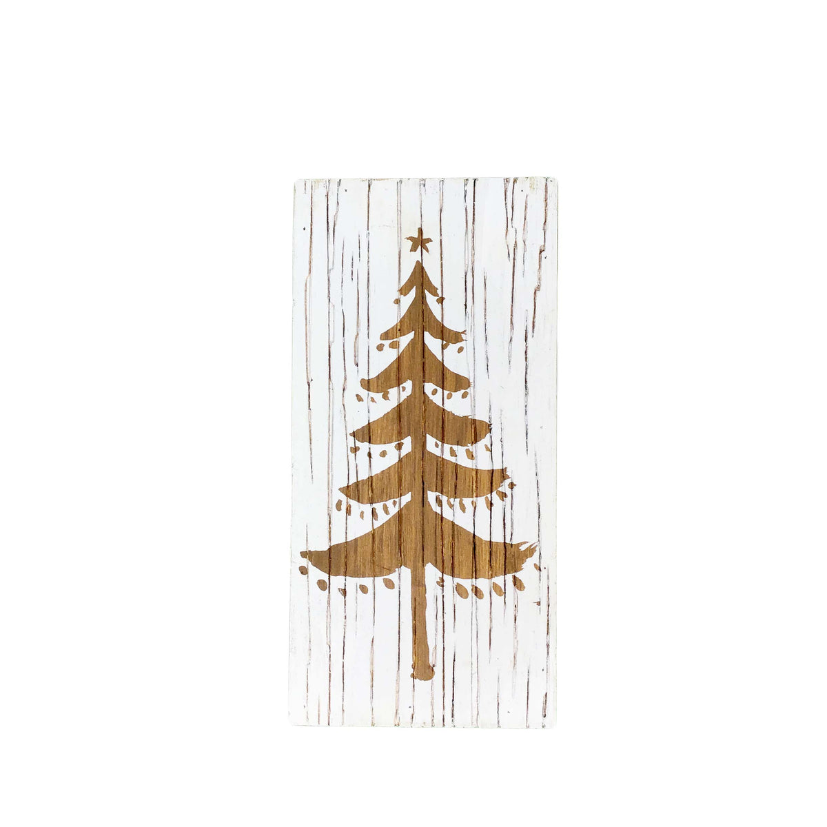 Wood Block Decor with Christmas Tree, Medium, Star