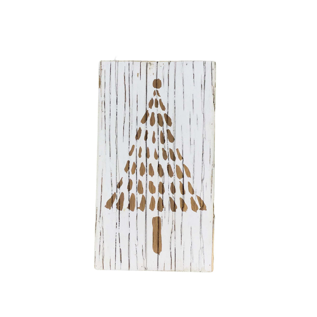 Wood Block Decor with Christmas Tree, Medium, Ball