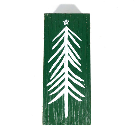 Wood Block Decor with Christmas Tree, Large, Green