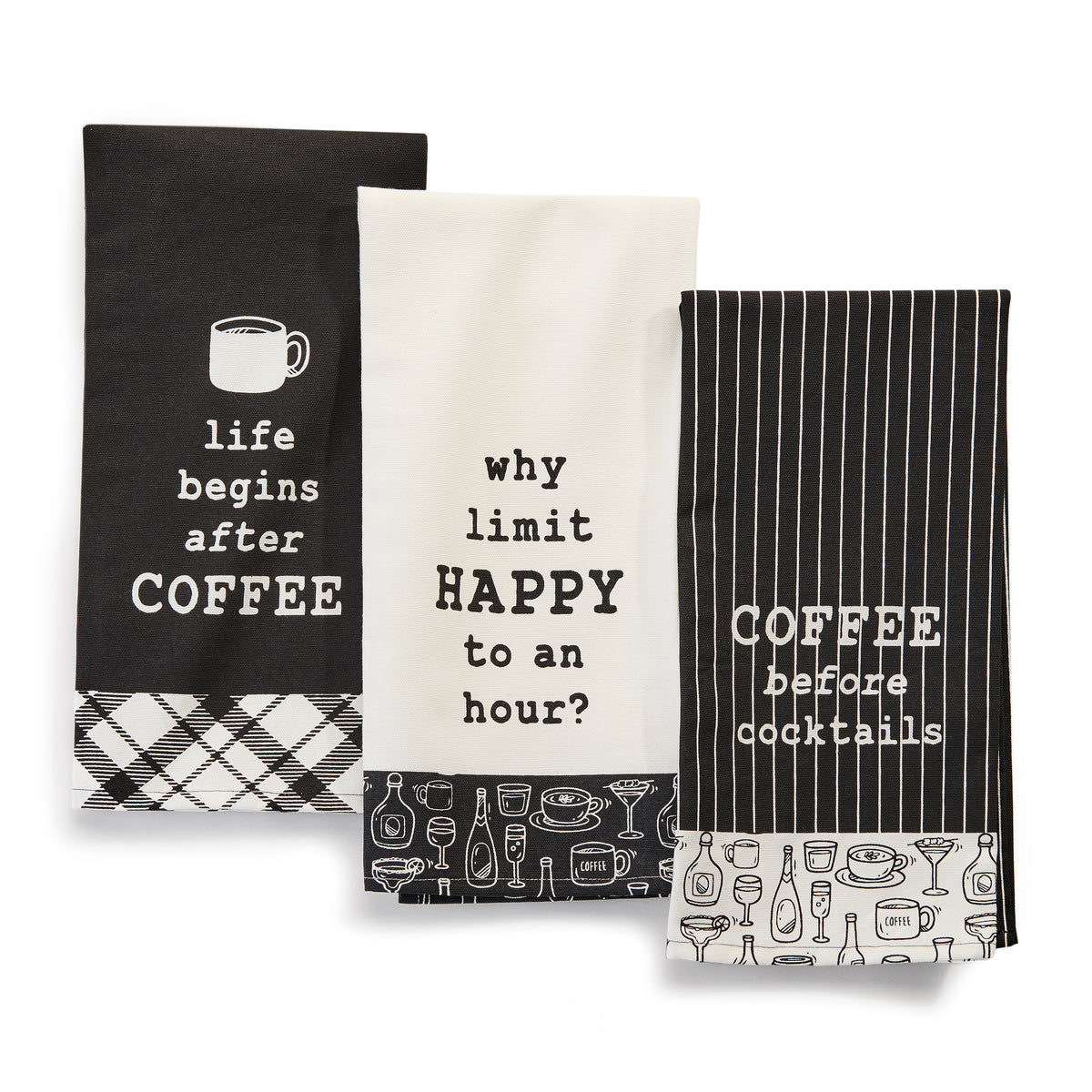 Tea Towel, Cotton, Coffee Until Cocktails