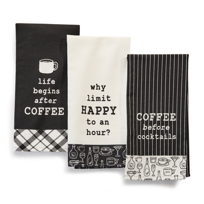 Tea Towel, Cotton, Coffee Until Cocktails