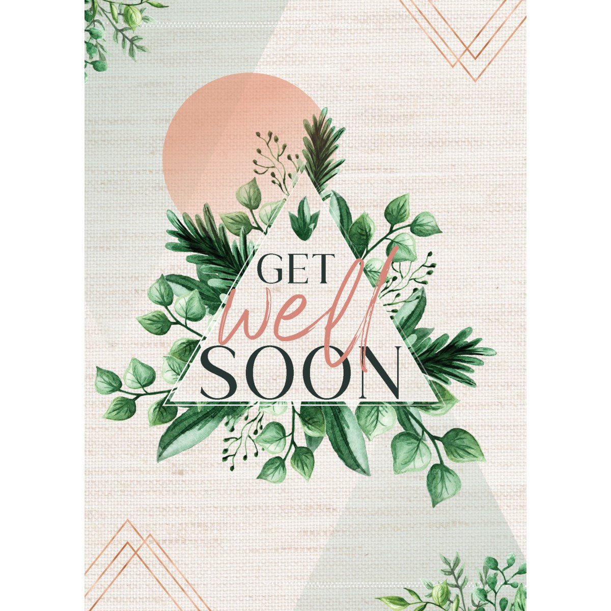 Get Well Card, Triangle with Green Leaves