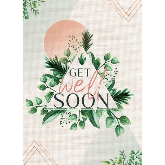 Get Well Card, Triangle with Green Leaves