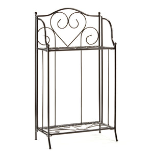 Foldable Scroll Heart Metal Shelf, 2 Tier