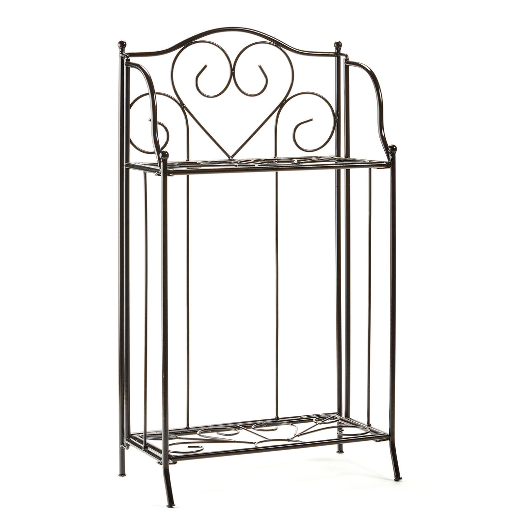 Foldable Scroll Heart Metal Shelf, 2 Tier