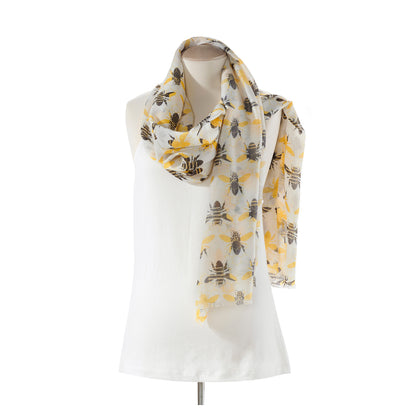 Ladies Fashion Scarf, Bee Print, 2 Designs