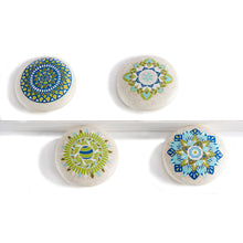 Load image into Gallery viewer, Blue &amp; Green Mandala Stone Token, 4 Styles
